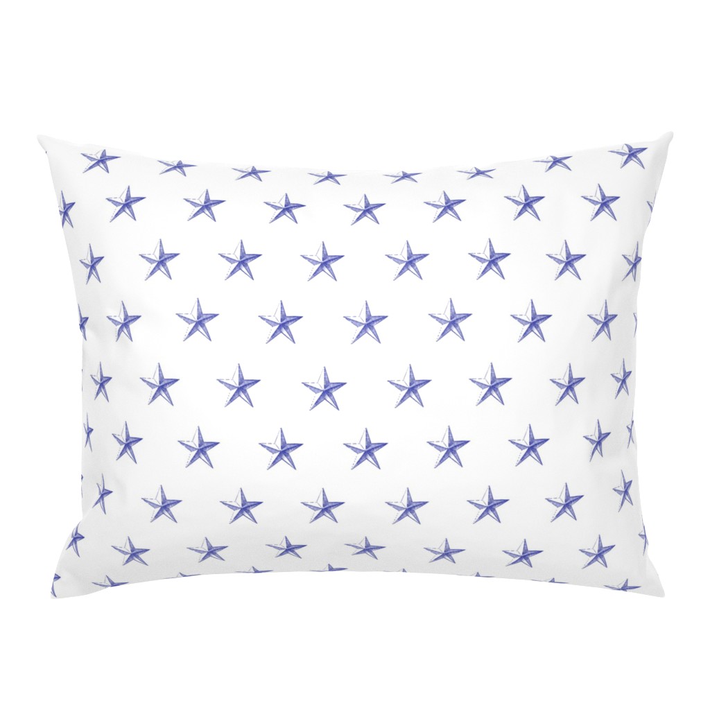 stars print blue engraved on white