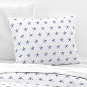 stars print blue engraved on white