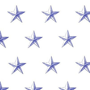 stars print blue engraved on white