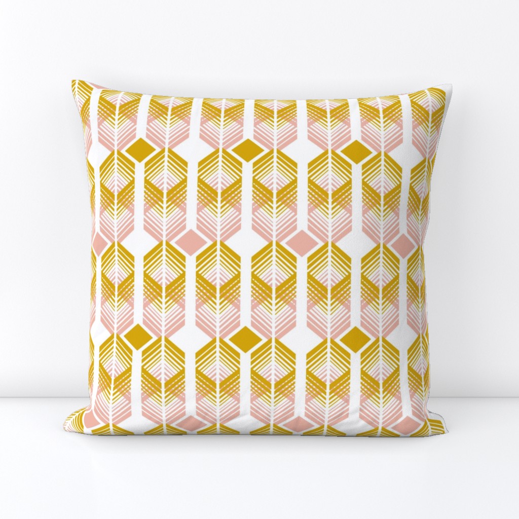 De-Lux - Mid Century Modern Geometric Blush & Goldenrod Yellow Regular Scale