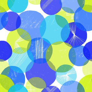 Bauhaus Bubbles (Blue & Green) - by Kara Peters