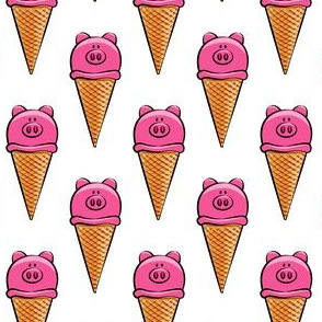 pig icecream cones on white