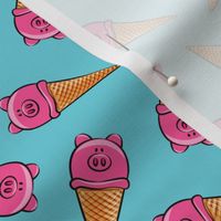 pig icecream cones toss on blue