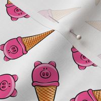 pig icecream cones toss on white