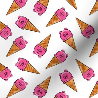 pig icecream cones toss on white