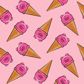 pig icecream cones toss on pink