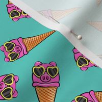 pig icecream cones toss (with glasses) teal