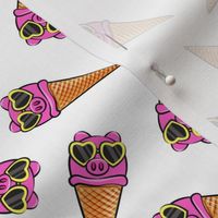 pig icecream cones toss (with glasses) white