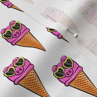 pig icecream cones (with glasses) white