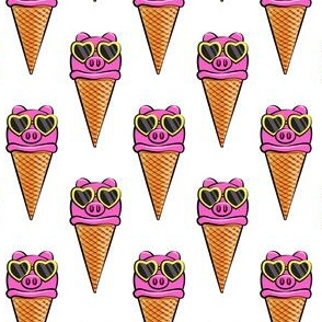 pig icecream cones (with glasses) white
