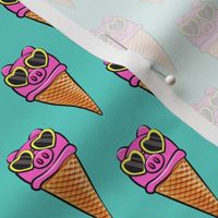 pig icecream cones (with glasses) teal