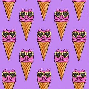 pig icecream cones (with glasses) purple