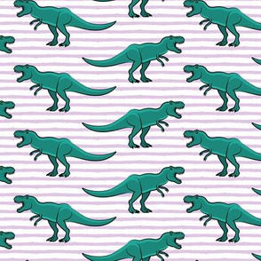 t-rex - dinosaur on light purple stripes