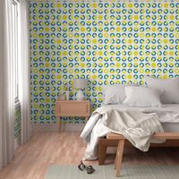 bauhaus circles yellow teal