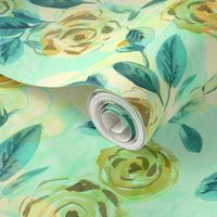 Watercolor vintage pale roses