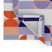 Bauhaus Minimal Semi Circle Geometric Pattern 1 - Orange and Indigo blue