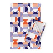 Bauhaus Minimal Semi Circle Geometric Pattern 1 - Orange and Indigo blue