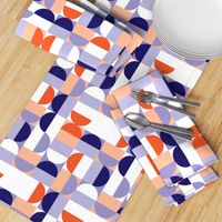 Bauhaus Minimal Semi Circle Geometric Pattern 1 - Orange and Indigo blue