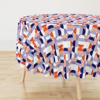 Bauhaus Minimal Semi Circle Geometric Pattern 1 - Orange and Indigo blue