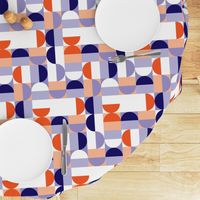 Bauhaus Minimal Semi Circle Geometric Pattern 1 - Orange and Indigo blue