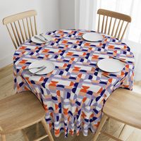 Bauhaus Minimal Semi Circle Geometric Pattern 1 - Orange and Indigo blue