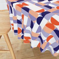 Bauhaus Minimal Semi Circle Geometric Pattern 1 - Orange and Indigo blue