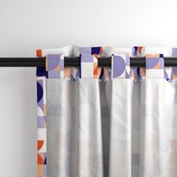 Bauhaus Minimal Semi Circle Geometric Pattern 1 - Orange and Indigo blue