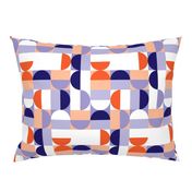 Bauhaus Minimal Semi Circle Geometric Pattern 1 - Orange and Indigo blue