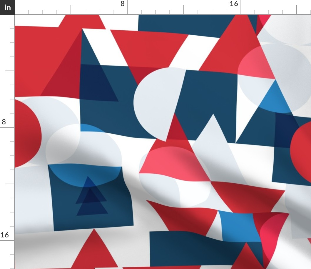 Bauhaus movement. Geometry red blue white colors pattern.  Trendy bauhaus style graphic design.