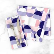 Bauhaus Minimal Semi Circle Geometric Pattern 2 - Blue and Pink