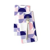 Bauhaus Minimal Semi Circle Geometric Pattern 2 - Blue and Pink