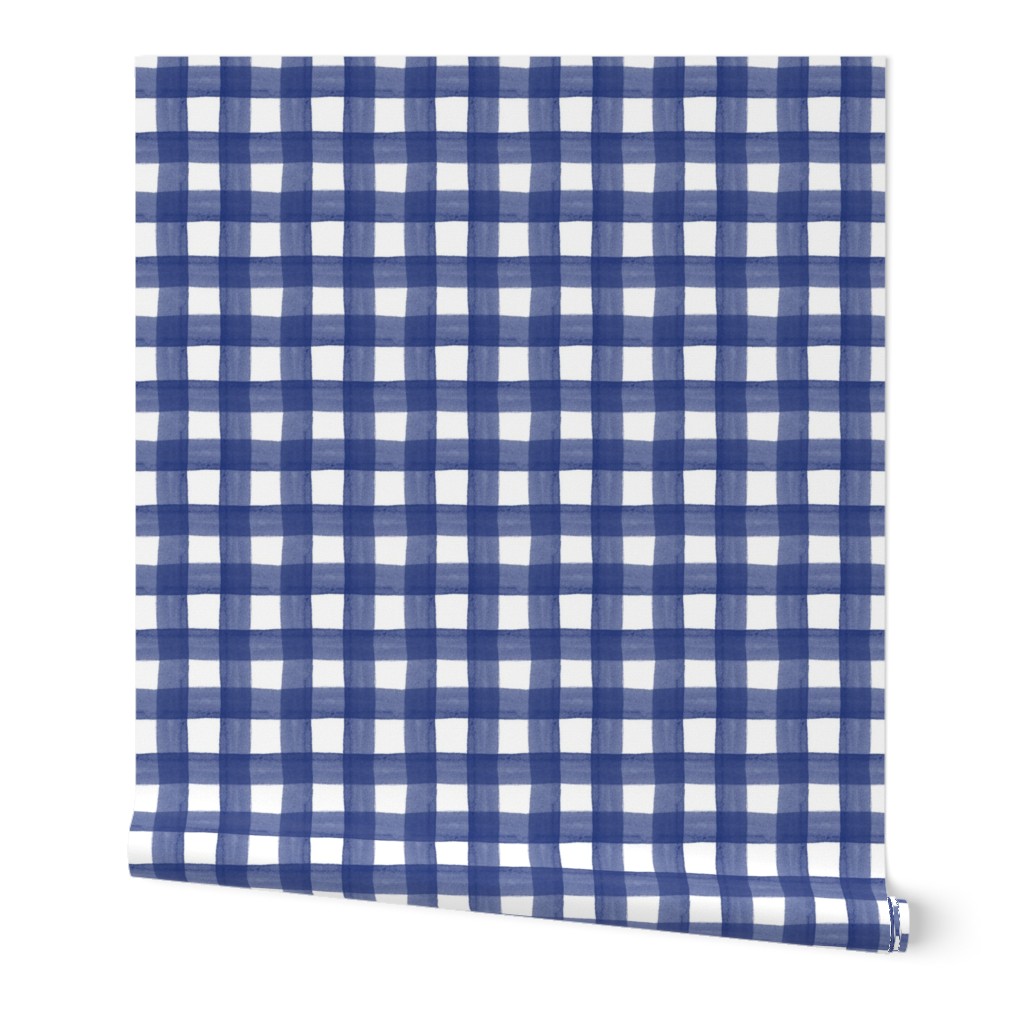 Navy Blue Watercolor Gingham