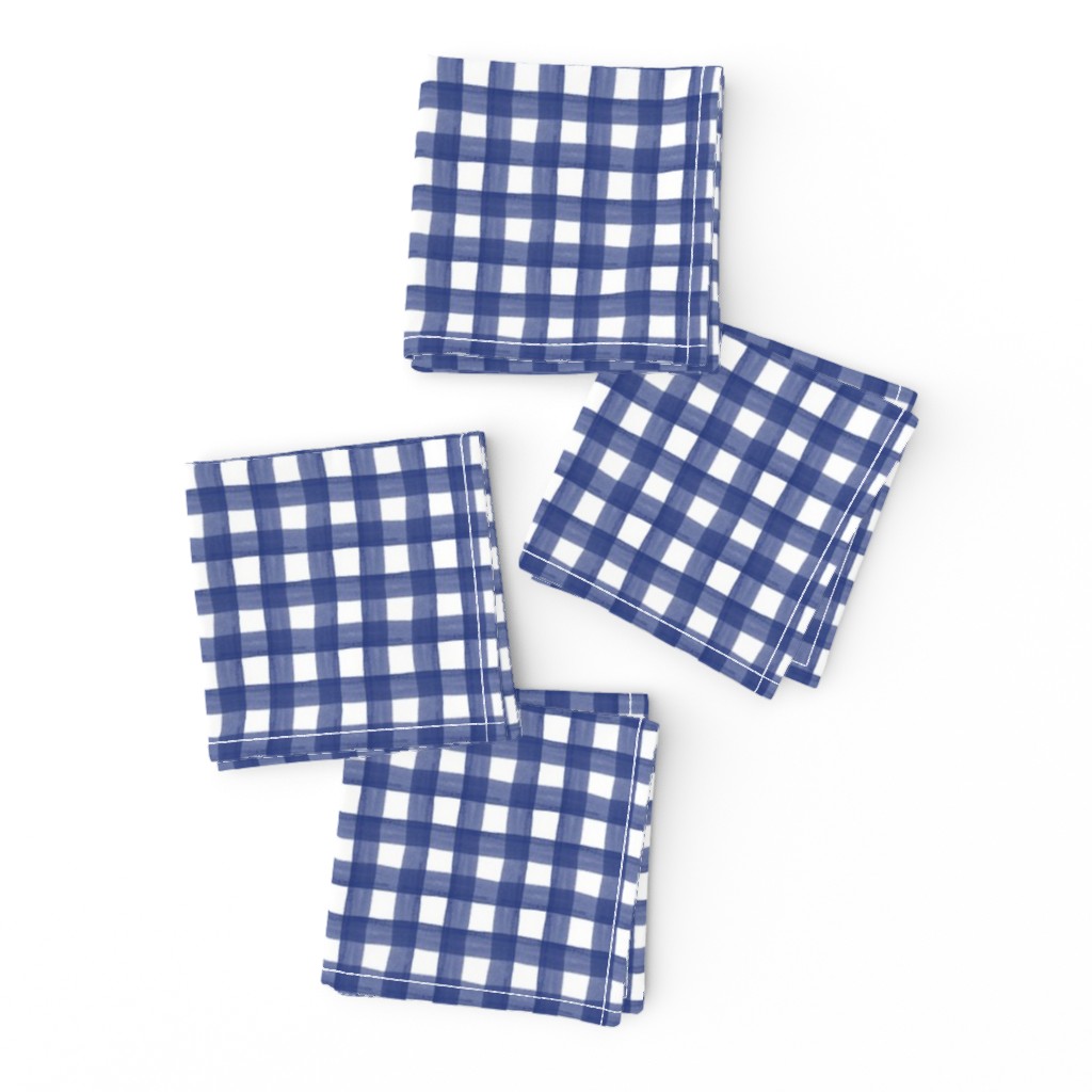 Navy Blue Watercolor Gingham