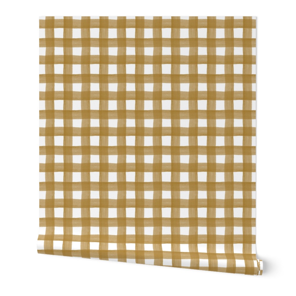 Gold Watercolor Gingham
