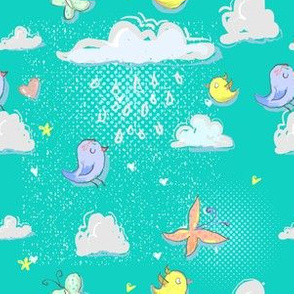 Cute birds in sky