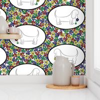 Doodle Bassets and Flowers - Tile