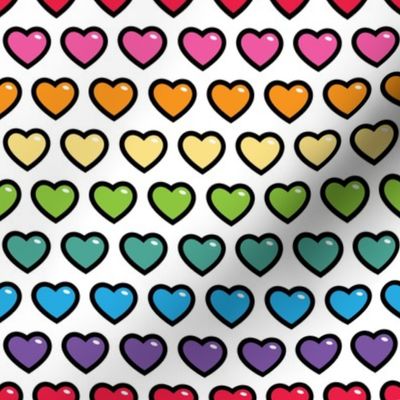 hearts rainbow 1 inch half drop