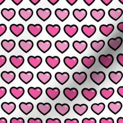 hearts pink 1 inch half drop