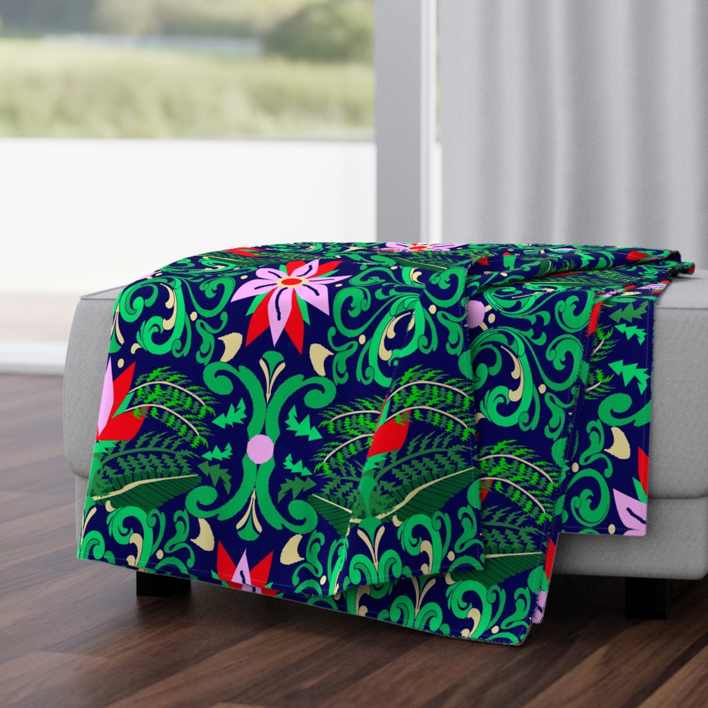 Tropical damask 4 navy