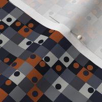 Navy and Rust checks and dots