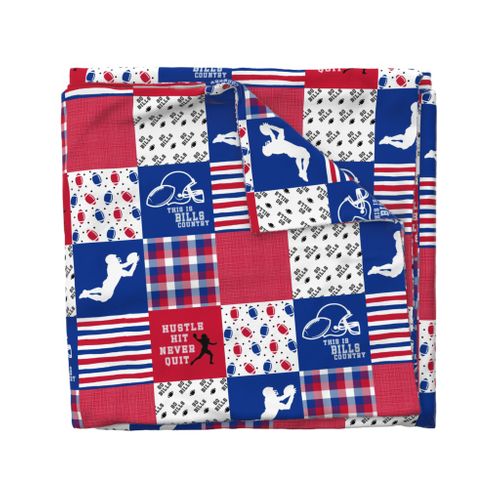 Football//Hustle Hit Never Quit - Bills - Wholecloth Cheater Quilt