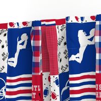 Football//Hustle Hit Never Quit - Bills - Wholecloth Cheater Quilt