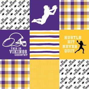 Football//Hustle Hit Never Quit - Vikings - Wholecloth Cheater Quilt