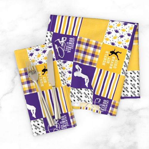 3 inch Football//Hustle Hit Never Quit - Vikings - Wholecloth Cheater quilt - Rotated