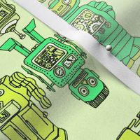 Playful Wind Up Tin Toy Robots in green