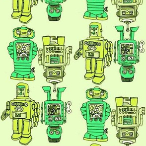 Playful Wind Up Tin Toy Robots in green