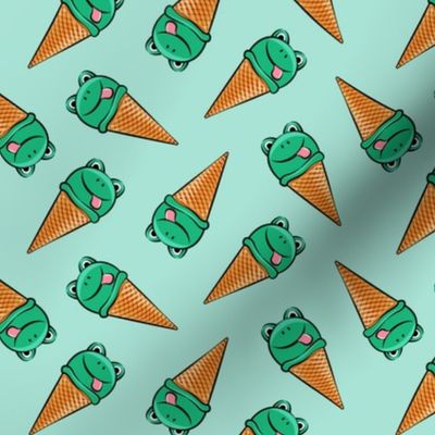 frog icecream cones (toss)  dark green on mint