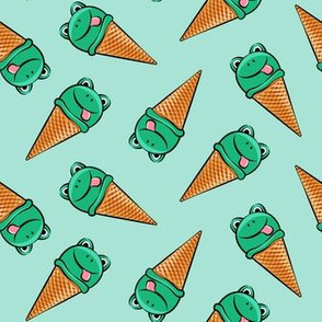 frog icecream cones (toss)  dark green on mint