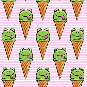 frog icecream cones on pink stripes