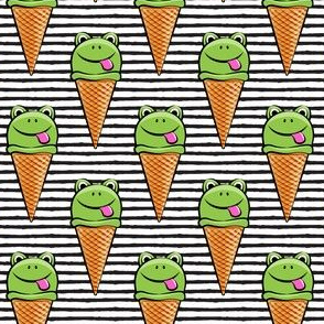 frog icecream cones on black stripes